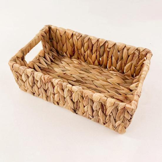 1/2Pcs Storage Basket with Handle Sturdy Structure Large Capacity Strong Load-bearing Hand-Woven Scalloped Edge Wicker Baskets