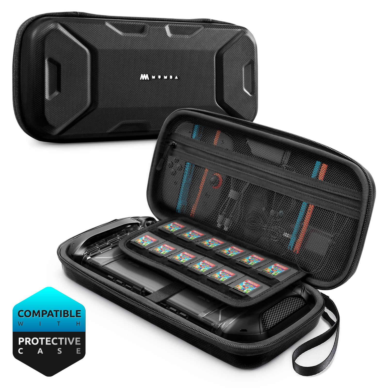 

Mumba Storage Bag for Nintendo Switch Large with and Accessory Case for Switch 2 Plus 2, 2025, Waterproof, Dustproof, Shockproof, Capacity, Strap, чёрный