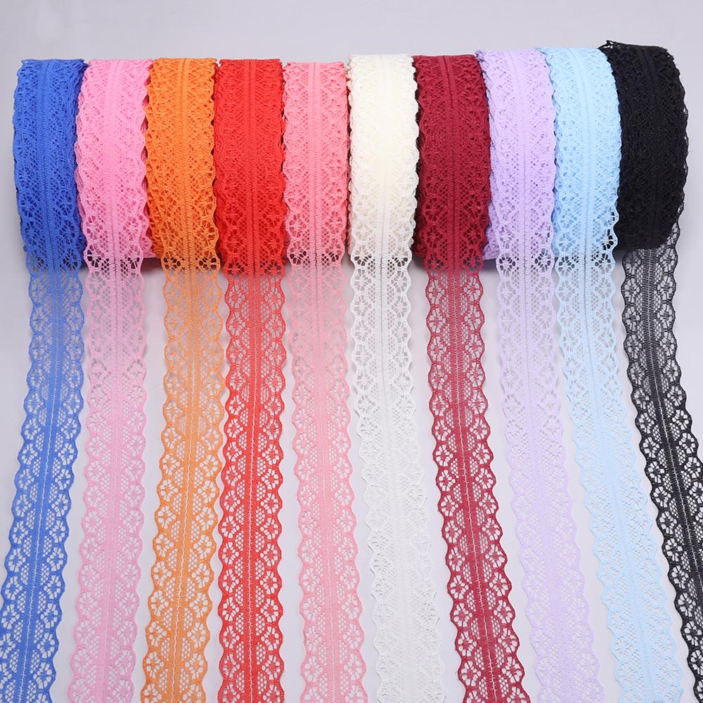 20yards/lot 2.8cm Colorful Lace Ribbon Non Elastic Hollow Lace Webbing DIY Flower Bow Gift Packing Clothing Wedding Decoration