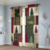 Weihnachtsdekoration-2 Stück-Weihnachtliche karierte Vorhänge, geeignet für Schlafzimmer, Wohnzimmer, Heimdekoration, Fensterdekoration
