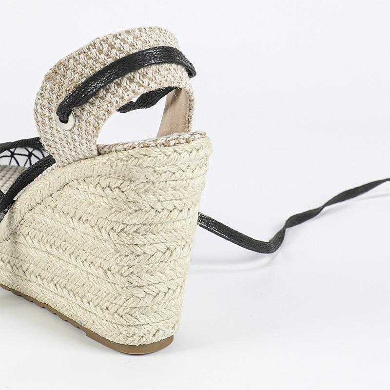 Summer Shoes Women High Heels Sandals Fashion Sexy Ladies Party Shoes Wedge Sandals 10cm Black Beige Plus Size 42