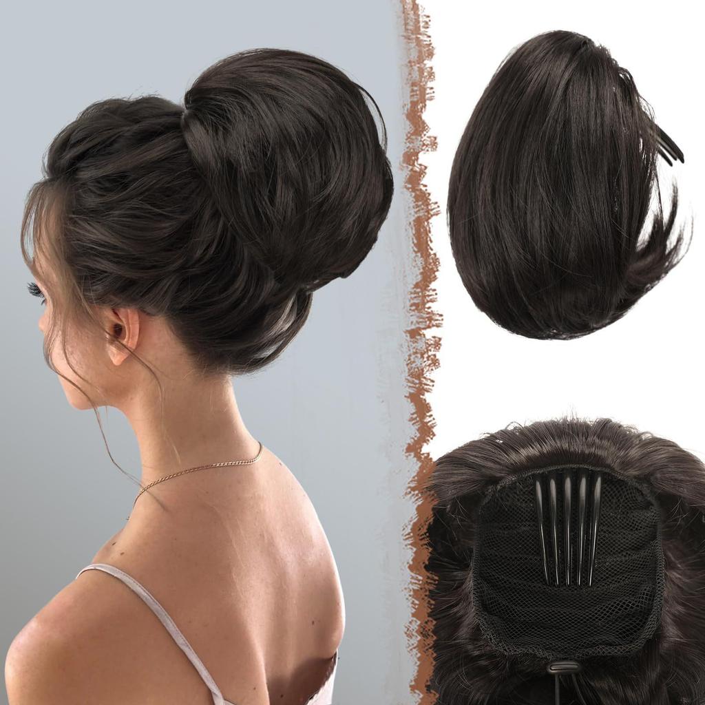 Perruque queue de cheval de 15 cm, style européen et américain, avec peigne à boucle intérieure