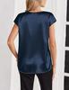 2026 Spring/Summer Solid Color V-neck Satin Casual Women's T-shirt