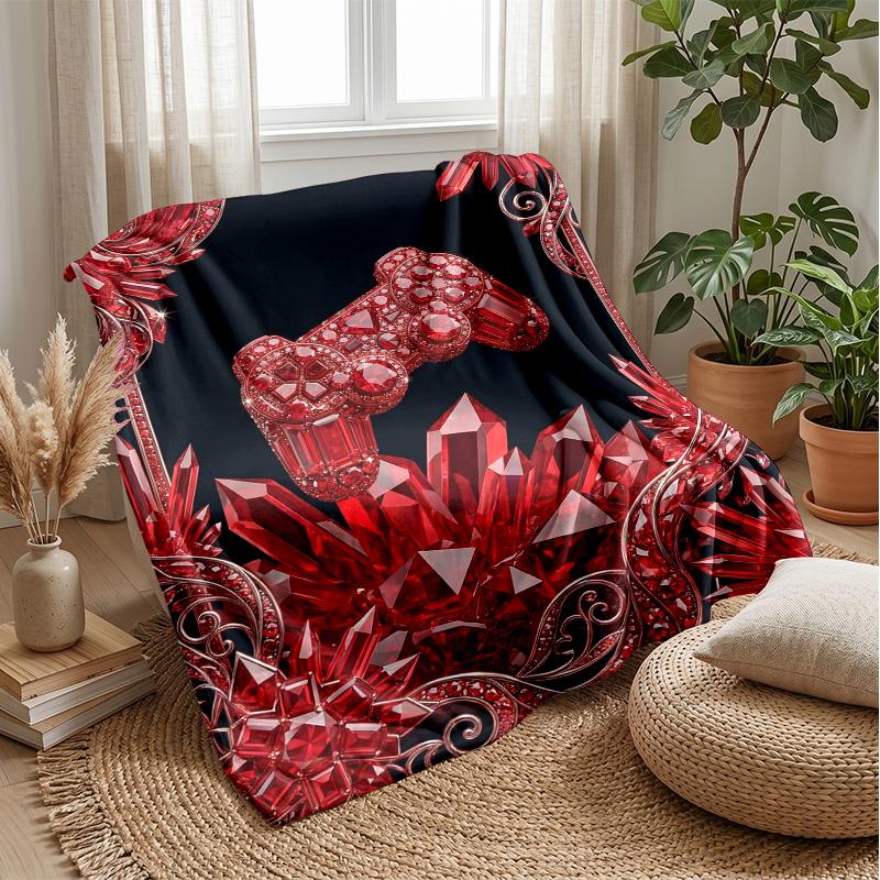 Glamorous Pug Portraits Theme Blanket Lightweight Warm Flannel Blanket Decorative Throw Blanket for Home Decoration