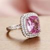 Эстетичные розовые кольца для помолвки с кубическим цирконием для женщин, роскошное серебристое кольцо, темпераментные, милые женские украшения для вечеринок