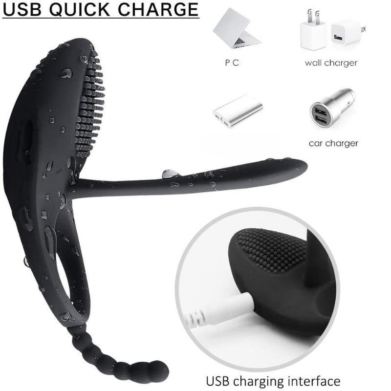 HIMALL Cock Ring Male Vibrate Penis CockRing Vibrator Clitoris Stimulate Delay Ejaculation Sex Toy for Couple Men Adult Product