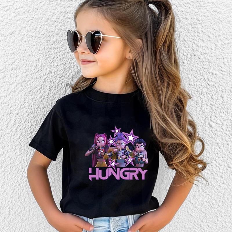 Kpop Demon Hunters Children's Clothing Short Sleeve T-shirt Cute Kpop Demon Hunters Tiger Harajuku Tshirt for Boys Girls