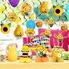 Honey Bumble Bee Hanging Swirl Decorations, 32PCS Bee Party Decorations Foil Ceiling Streamers Honey Bee Themed Birthday Party Baby Shower Gender