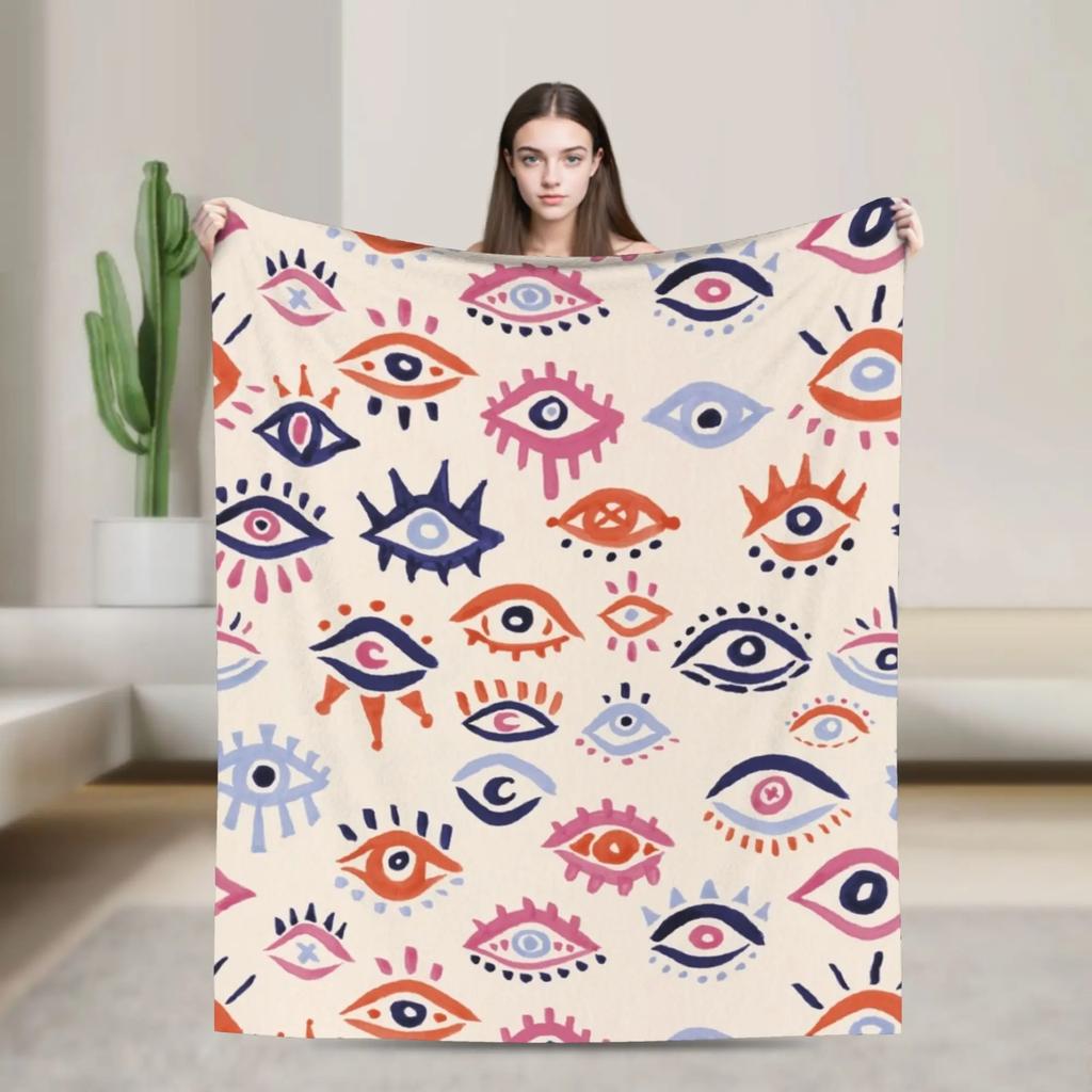 Beauty Eyelash Blanket Cartoon Fuzzy Vintage Warm Throw Blankets for Home Restaurant Decoration