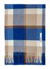 Cashmere Scarf with Check Brand [cumaco] 05. Blue-Brown 100% Pattern, Unisex, Large, Thick, Name, Gift, Blue/Brown, C-B0011B-3035