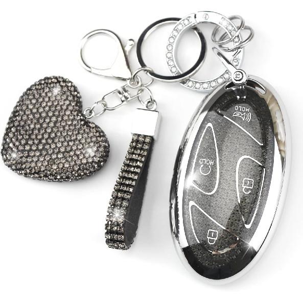 Key Fob Cover with Diamond Keychain Fit for Hyundai Car Key Holder Case Compatible with Hyundai loniq 6 Grandeur GN7 KONA  2024 Smart Remote Key