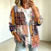 Women's fashionable casual buttoned patchwork fabric printed coat
