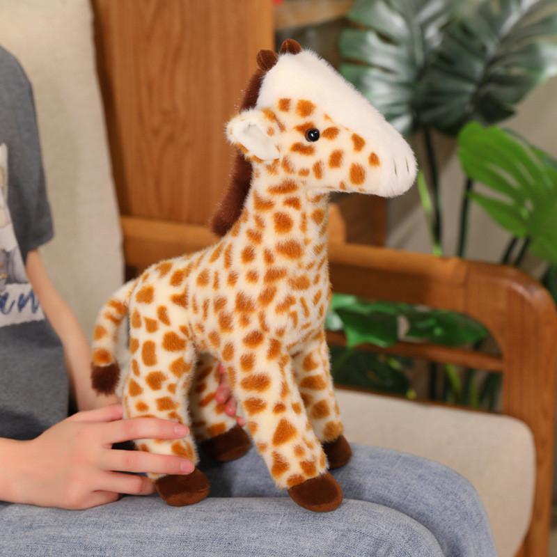 Plush Giraffe Animal Toy With Short Pile Fabric For Kids Room Decor