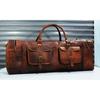 32" Luggage Duffle Travel Large Brown Men's Satchel Genuine Goat Leather Bag