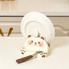 Decorative Kitchen Counter Organizer Cute Bear Pot Lid Holder for Countertop, Multipurpose ABS Plastic Spatula Spoon Rest, Easy Clean Cooking Utensils