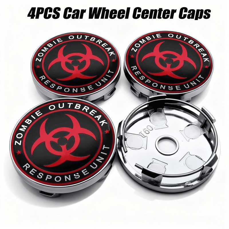 4pcs 56mm 60mm For Zombie Outbreak Emblem Car Wheel Center Cover Sticker Universal Rim Hub Caps