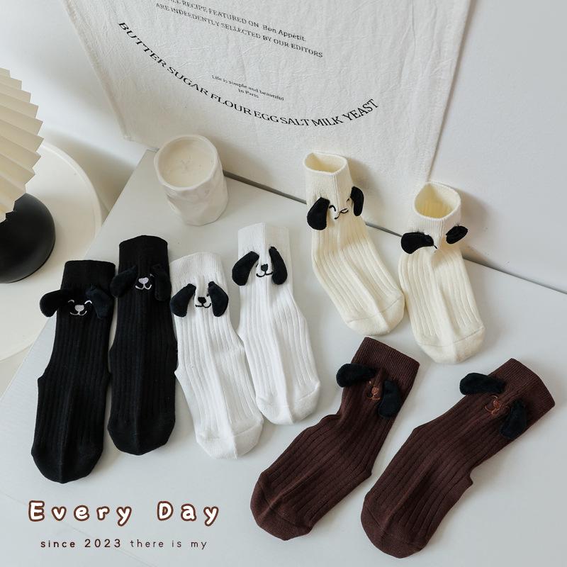 Kids' Cute Puppy Ears Mid-Tube Socks for Spring & Autumn – Korean Style for Boys & Girls