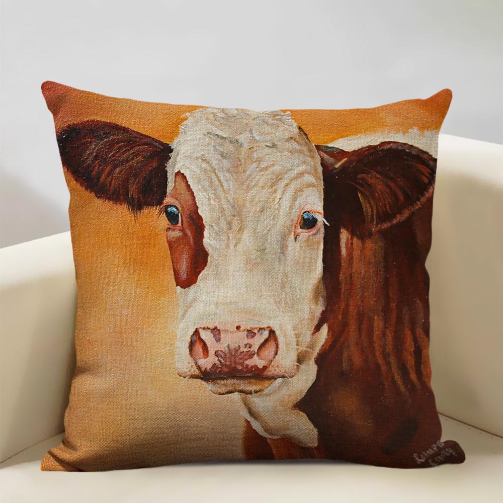 Animal Cushion Cover Cattle and Sheep Bedroom Sofa In The Ranch Fashion Decorative Pillow 45x45cm Linen Pillow Car Accessories