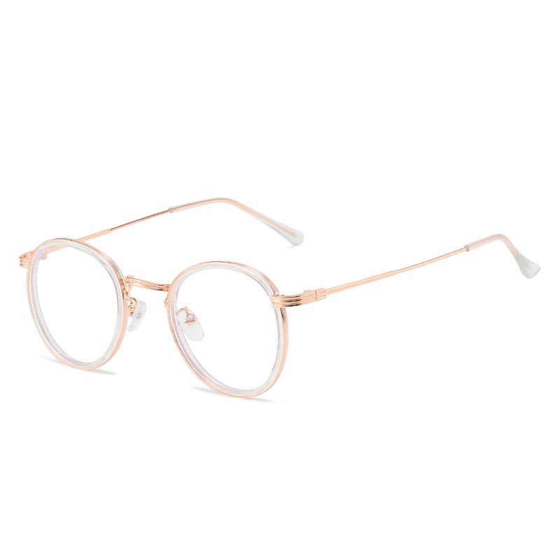 

0 -0.5 -0.75 To -6.0 Round Blue Light Blocking Student Finished Myopia Glasses Women Men Clear Lens Prescription Spectacles 0 рожевий колір золота