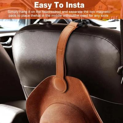 Support de chapeau de cowboy en cuir PU pour espace de camion Économie d'espace Installation facile Clip de rangement pour chapeau sur appuie-tête Multifonctionnel Conserve la forme du chapeau