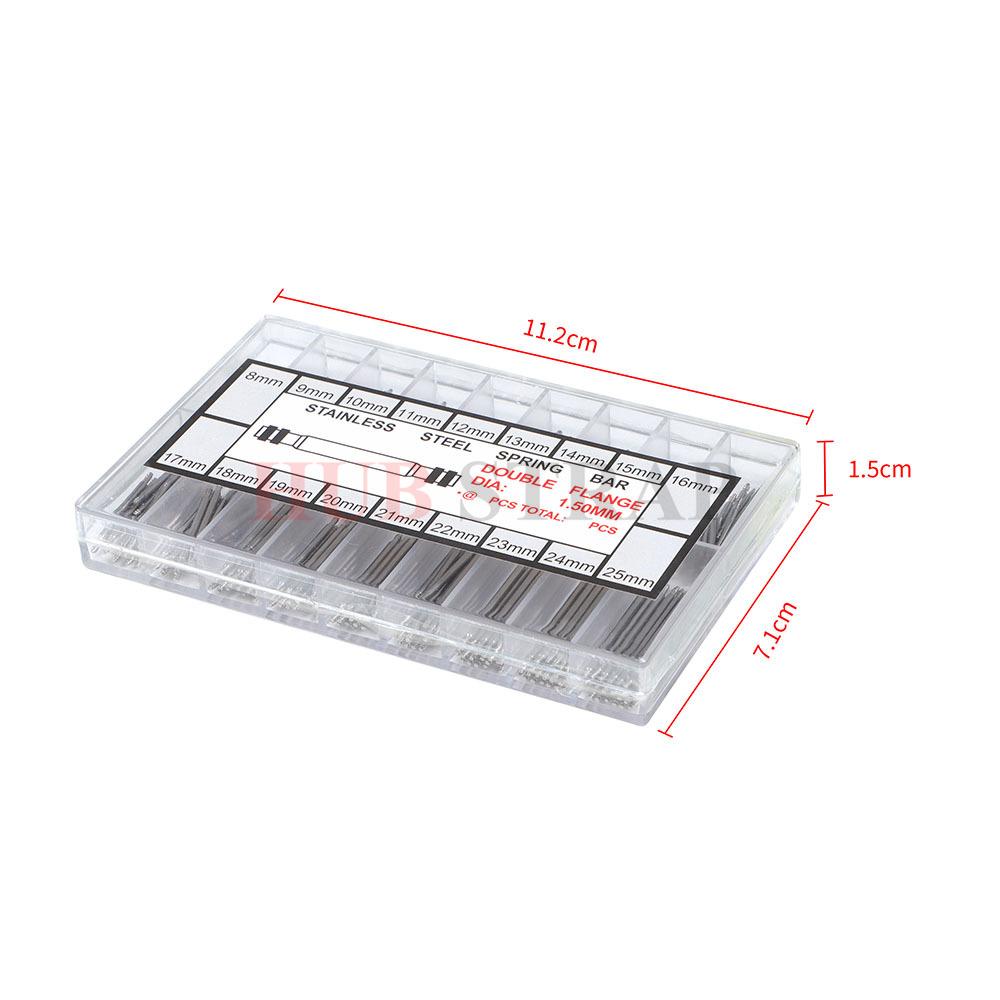 360pcs/set Dia 1.5mm/1.8mm Spring Bars Strainless Steel Length 8mm- 25mm Watchband Metal Link Pin Watch Strap Repair Tools Pin