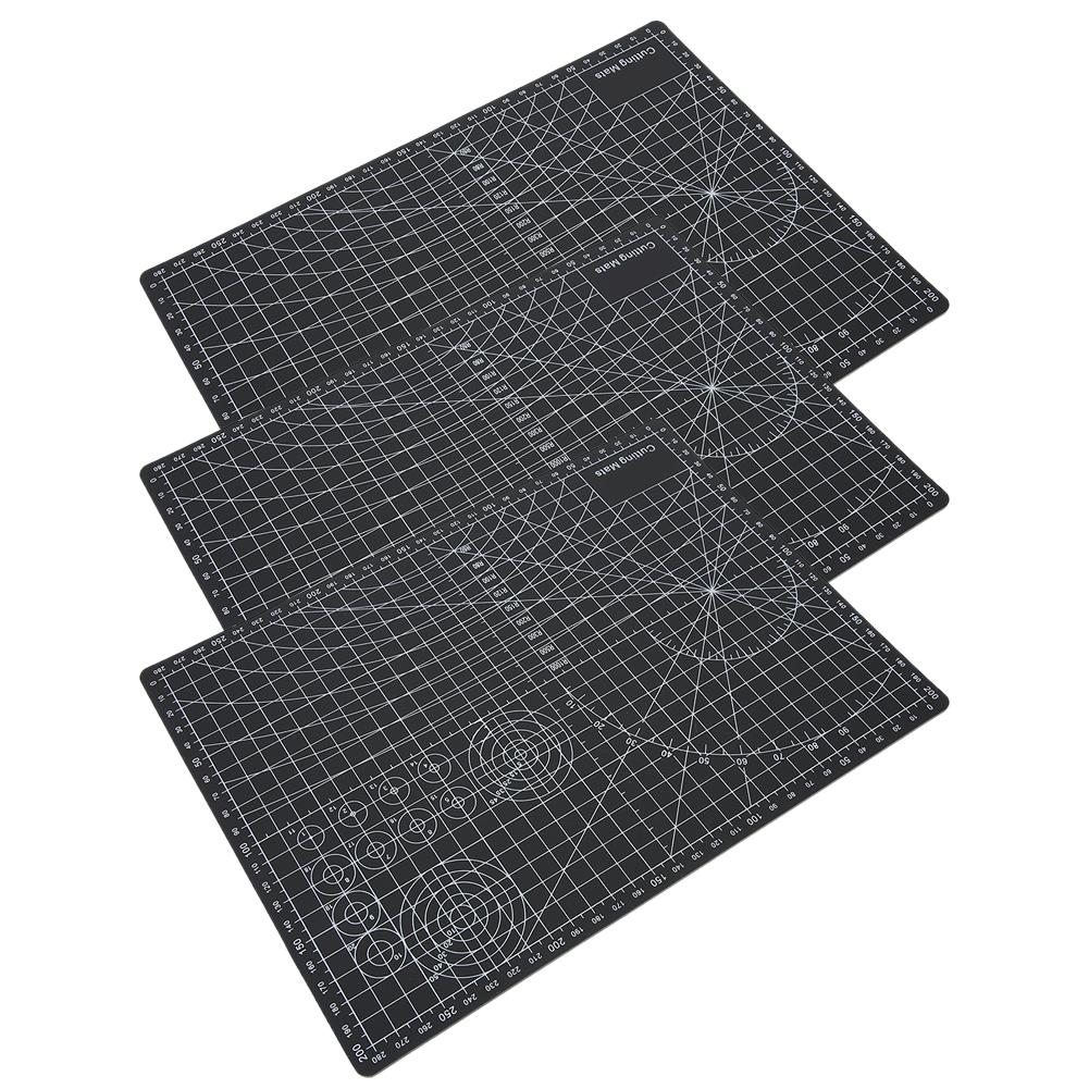 3Pcs Cutting Mat A4 Black Model Cut Pad Paper Rubber Stamp Engraving Scale Board