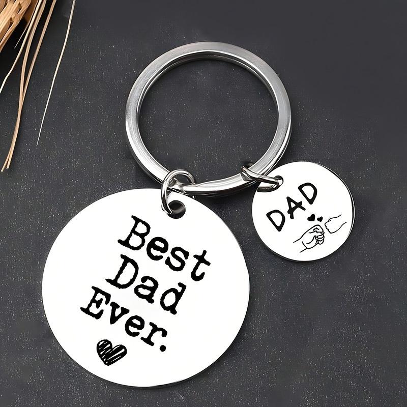 1 szt. Prezent na Dzień Ojca DAD, Zabawny i Wdzięczny Mały Prezent, Grawerowany Brelok ze Stali Nierdzewnej, Rozczulający Mały Prezent dla Taty