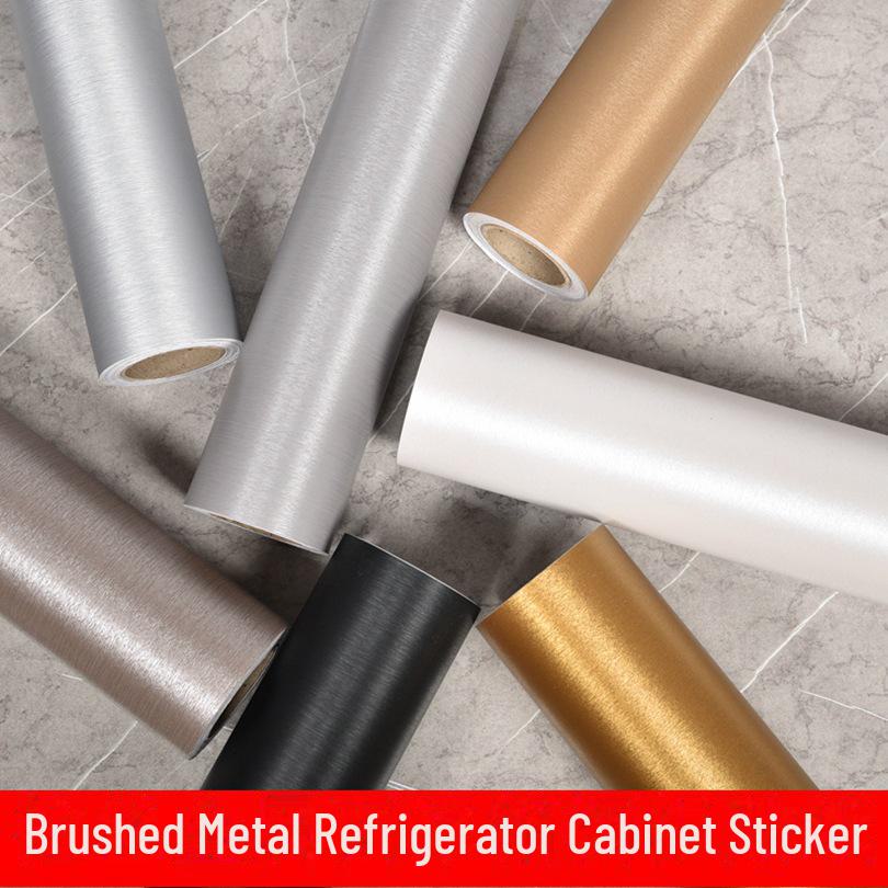 Tapet adeziv rezistent la apă mat din oțel inoxidabil periat - Autocolante din metal auriu/argintiu