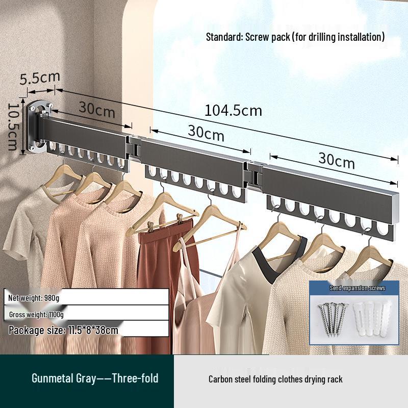 Retractable Aluminum Clothes Drying Rack for Windows and Balconies