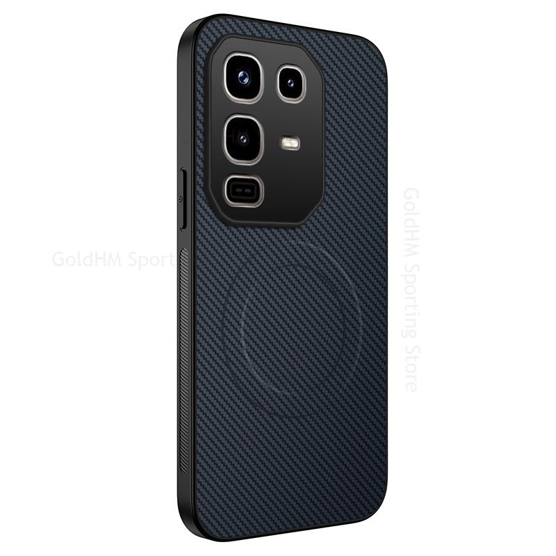 

М який бампер з вуглецевого волокна для телефону Infinix Note 50S 50X 40 50 Pro Plus 5G Бездротова зарядка Магнітна кришка Magsafing для INFINIX Hot 50 40Pro Plus Hot 40 синій