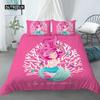Rosa Bettwäscheset Meerjungfrau Einhorn Bettbezug Set Cartoon Tier Mädchen Prinzessin Bettbezug Full Size für Kinder Geschenke Deko