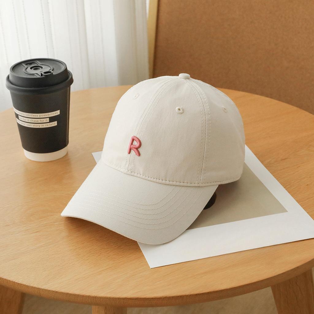 Letter Pink Dopamine Baseball Cap for Women Summer Wide Hat Showing Face Small Soft Top Embroidered Baseball Cap for Men