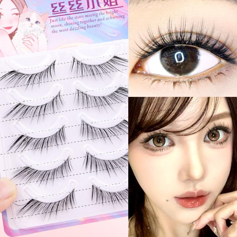 Falsche Wimper Anime-Wimper 5 Paare Lange Wimper Natürliches Tages-Make-up Manga-Wimper Transparenter Wimpernstreifen Vergrößern Sie Ihre Augen