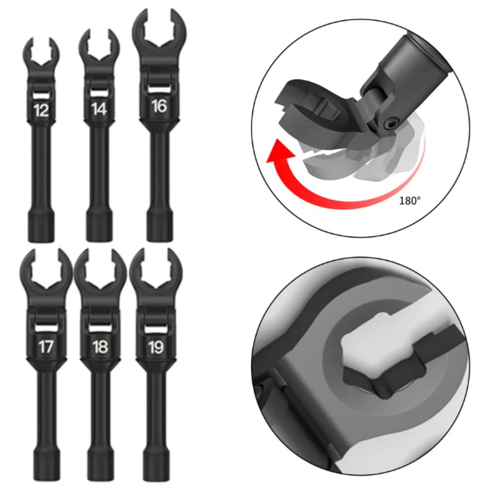 Vysoce kvalitní otočný klíč na trubky 6 ks Sada Univerzální hlava Hydraulický klíč na brzdy Mechanismus s ráčnou Otevřený design pro trubky