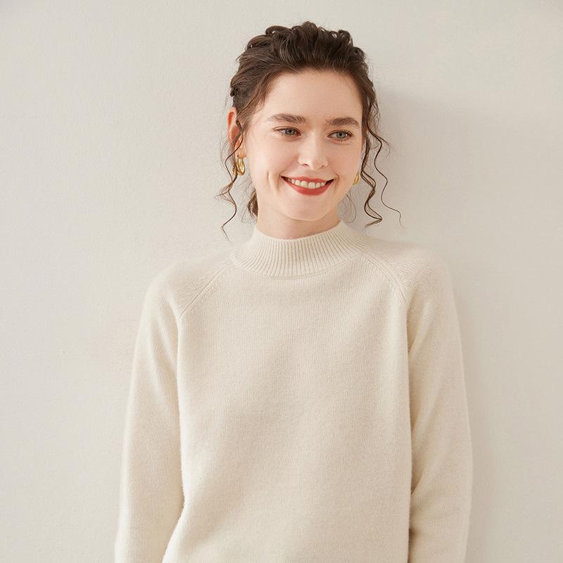Women's Wool Sweater: 2025 Slim-Fit Half-High Collar Knit Base Layer for Autumn/Winter