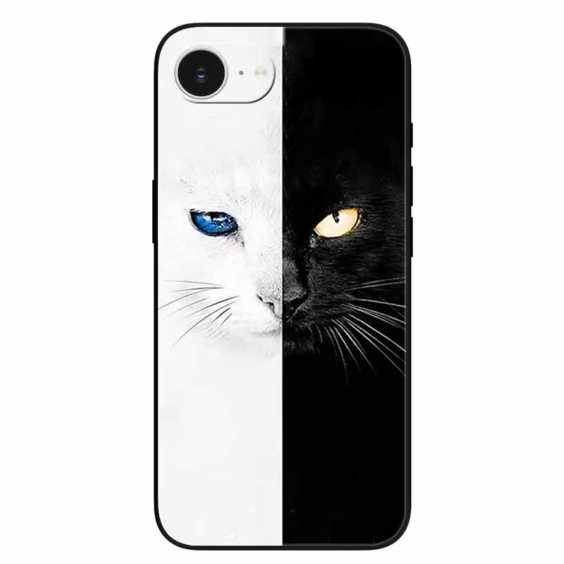 Schwarze Handyhülle Cover für Apple iPhone 16e Hüllen Gedruckte TPU Weiche Stoßfängerhülle für iPhone16e 16e 2025 Schutz Silikonhüllen