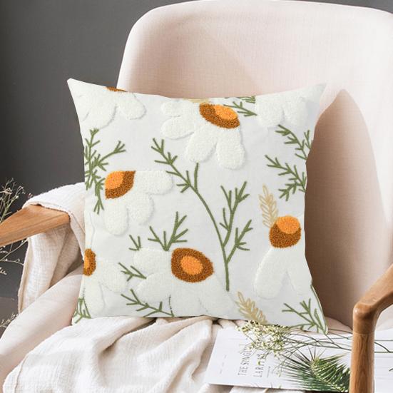 Floral Pillow Cover 18" X 18" Flower Throw Pillow Case Zippered Rustic Pillow Cover for Living Room Sofa Couch Bedroom Decoration