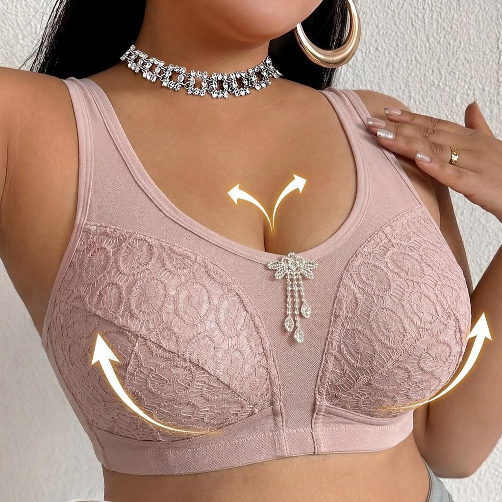 Trägerloses Tank-Top-BH, Ohne Polsterung, Dünn, Große Körbchen, Spitze, Rein Ästhetisch, Übergröße Damen Unterwäsche