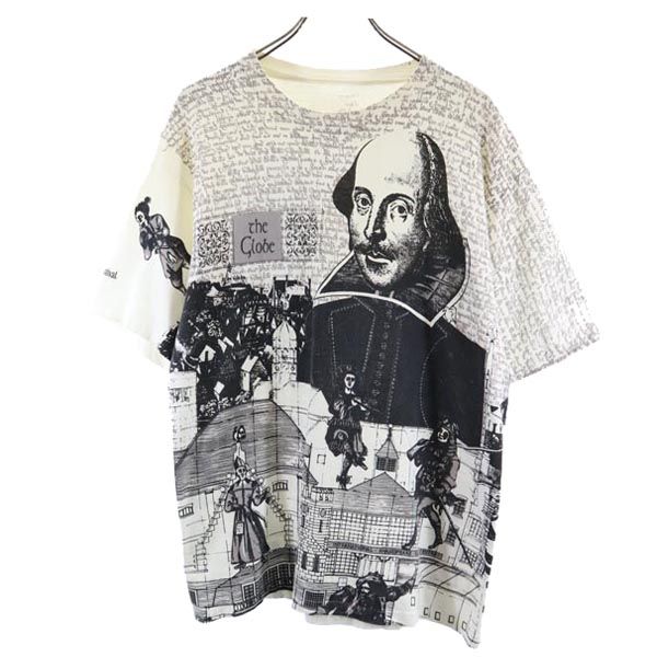 

ВИНТАЖНАЯ футболка 90-х годов со старым принтом Шекспира, футболка с коротким рукавом, цвета слоновой кости, художественная футболка, мужская, б/у