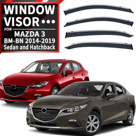 For Mazda 3 Bm Bn 2014-2019 Wind Deflectors Rain Guards Door Visor Vent Shades Ventvisor Window Visor Cars Accessories