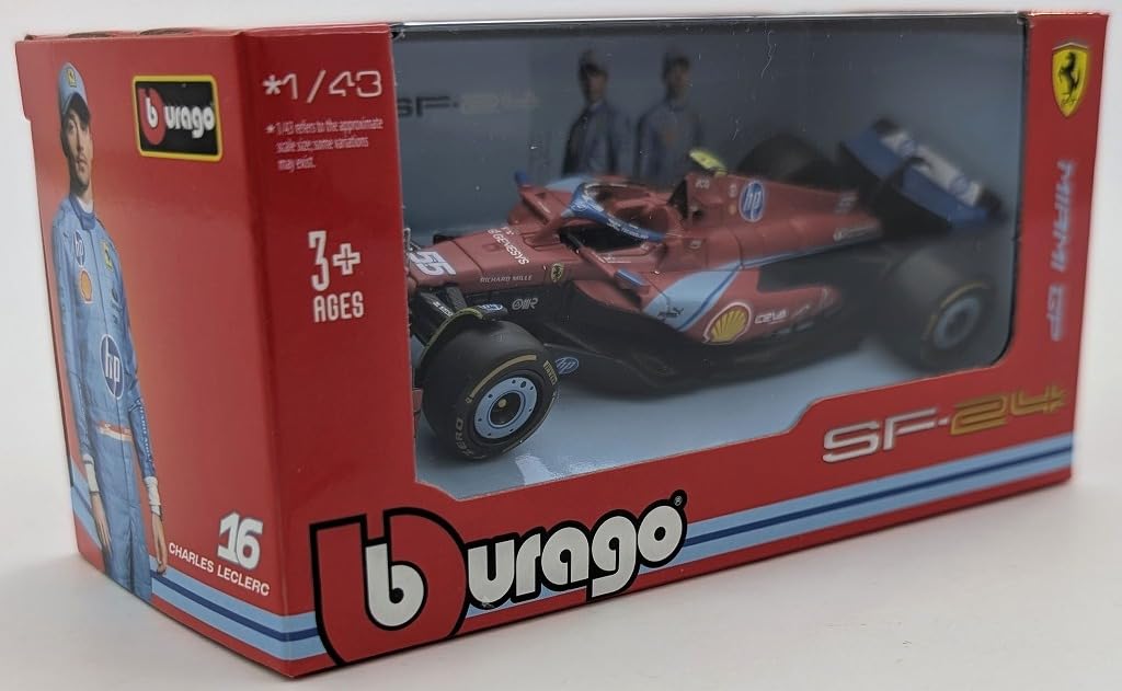 Kyosho BURAGO 1/43 Scale Ferrari SF-24 Miami GP 2024 No. 55 C. Sainz Jr. Window Box Finished Product 18-36844SMIA