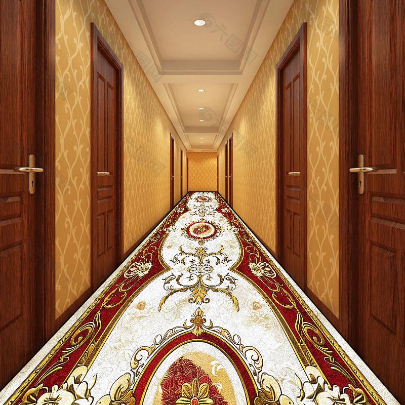 Gorgeous Retro European Decoration Home Carpet Runner Red Long Corridor Rugs Non-slip Stairway Carpets Luxury Doorway Floor Mats
