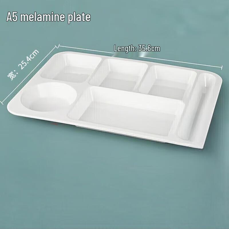 White Rectangular 5-Compartment Melamine Divided Tray