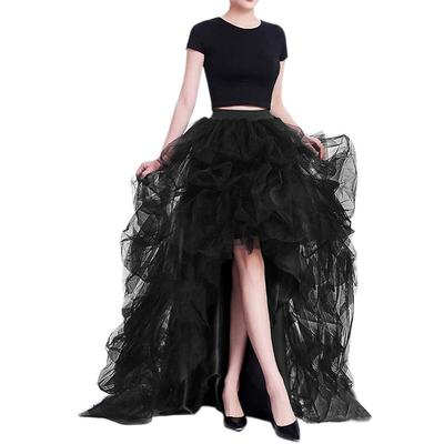 Women's High-waisted Elastic Waistband Casual Mesh Puff Skirt