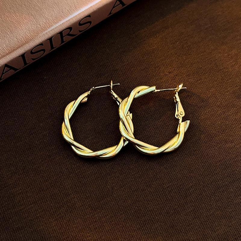 Retro Large Gold Hoop Earrings for Women - 2025 New Style Ear Stud Ornaments