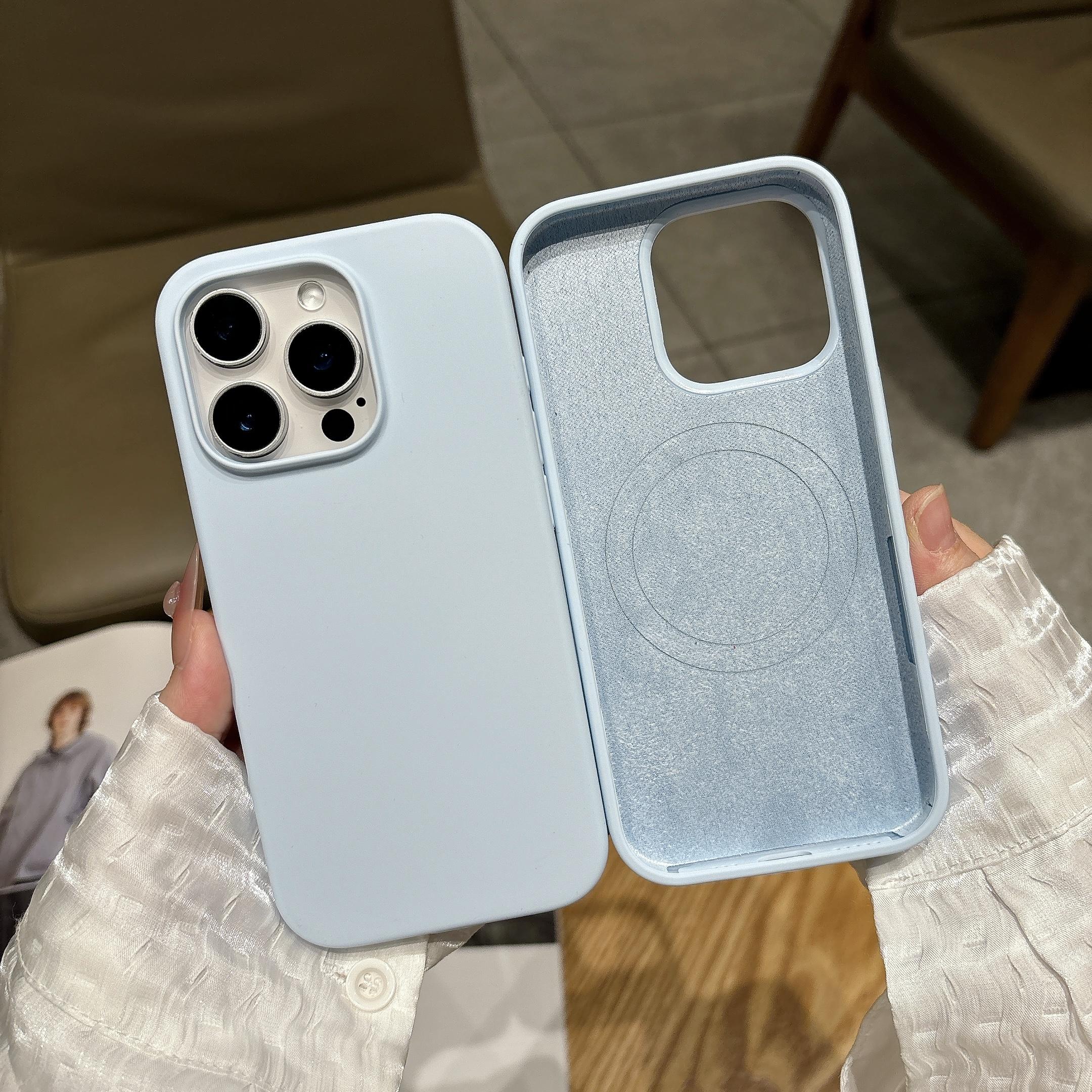 

Жидкий силиконовый магнитный чехол со стикером кнопки камеры для iPhone 16 Pro Max Plus для беспроводной зарядки Magsafe, бампер iPhone 16 Pro