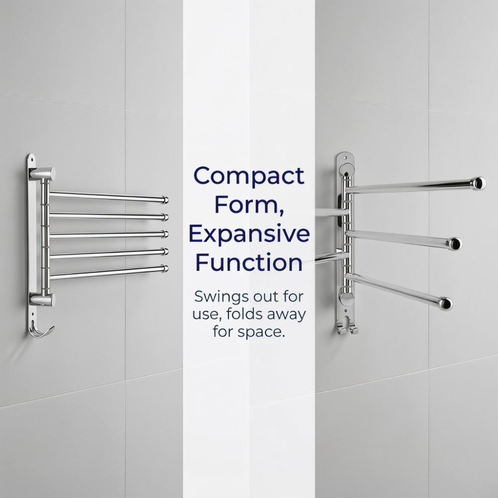 Stainless Steel Towel Rack Wall Mounted Swivel Towel Bar Rotary Towel Rack Bathroom Holder