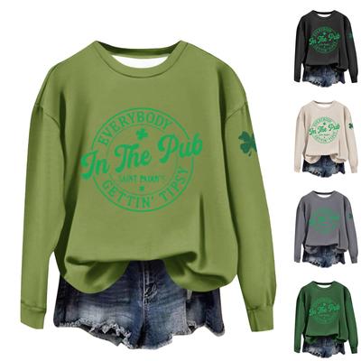 Dame Casual Mote Print Langermet Rund Hals Pullover Topp Bluse