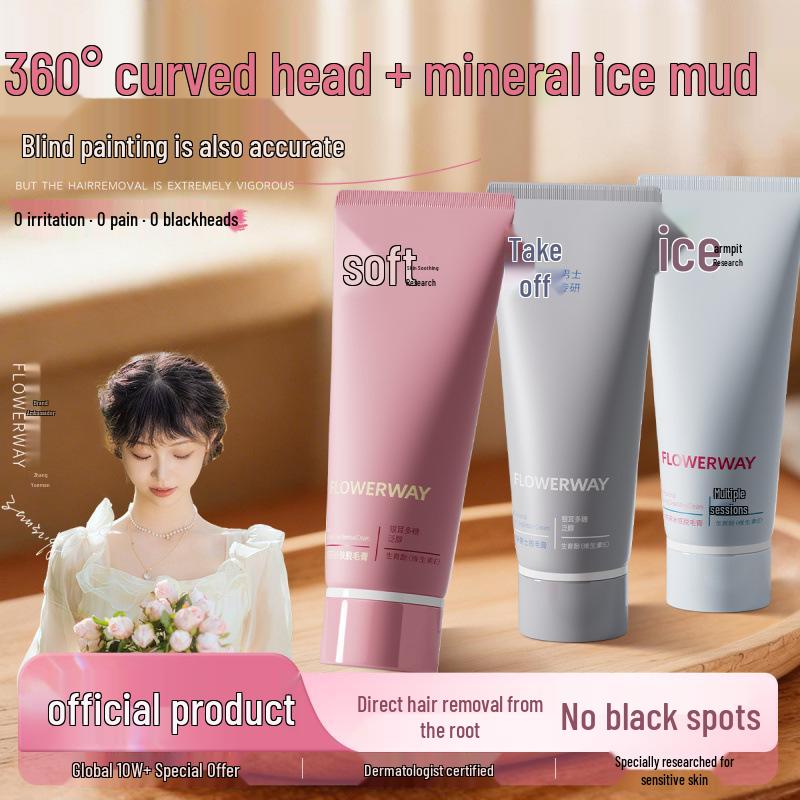 FLOWERWAY offers a gentle, non-irritating hair removal cream that removes hair from the root, preventing dark spots. Ideal for full-body use.