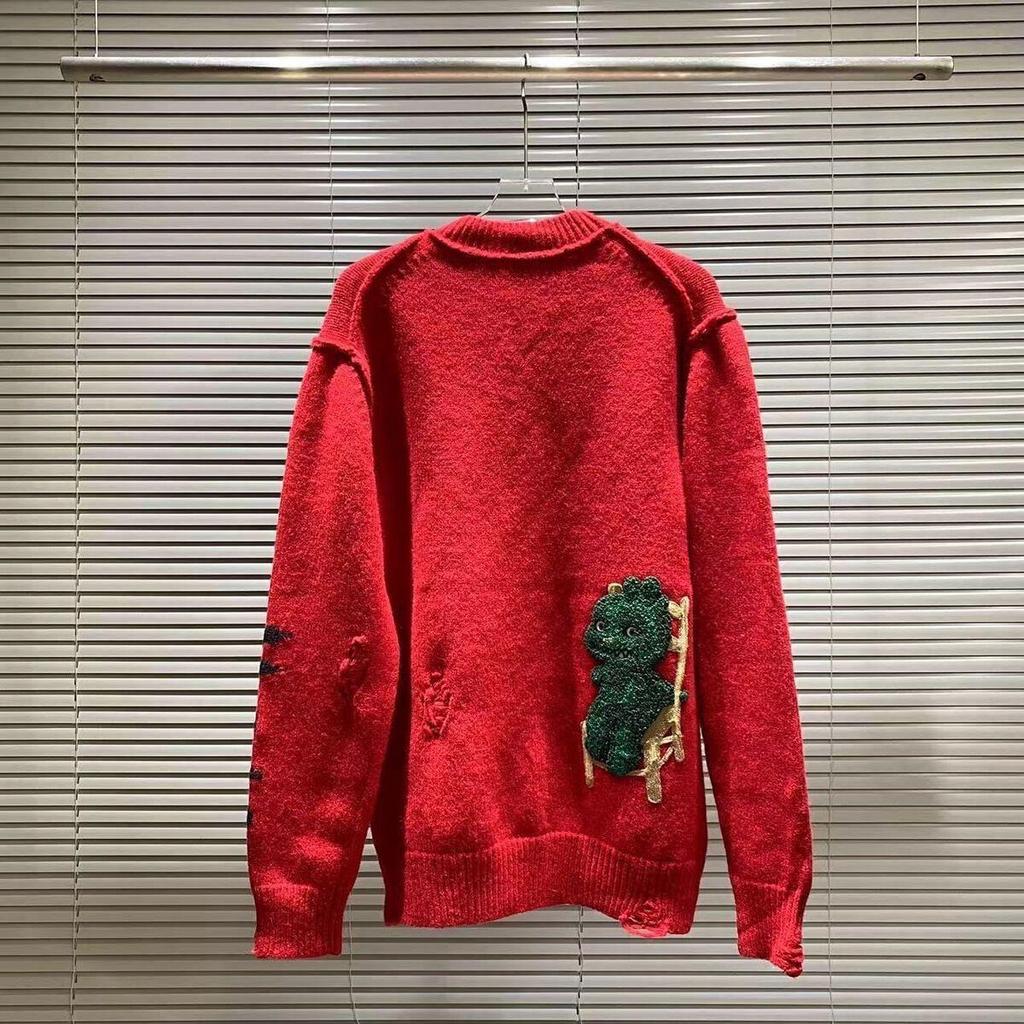 Unisex-Strickpullover mit Rundhalsausschnitt und Allover-Logo (Modelljahr 2025) – Lockere Passform, lässiger Stil